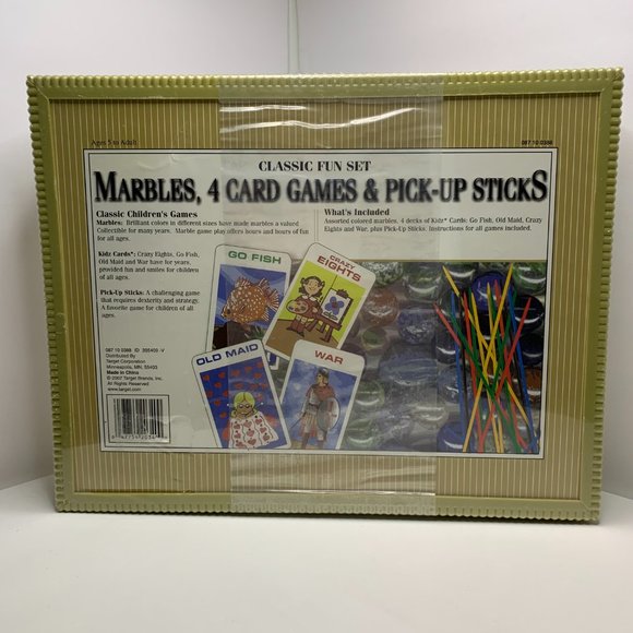 Target Classic Fun Set - Marbles, Card Games, Pick Up Sticks Games New - Picture 2 of 3
